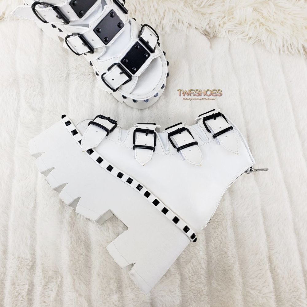 White Ashes Goth Punk Platform Sandal Shoes - Picture 5 of 14